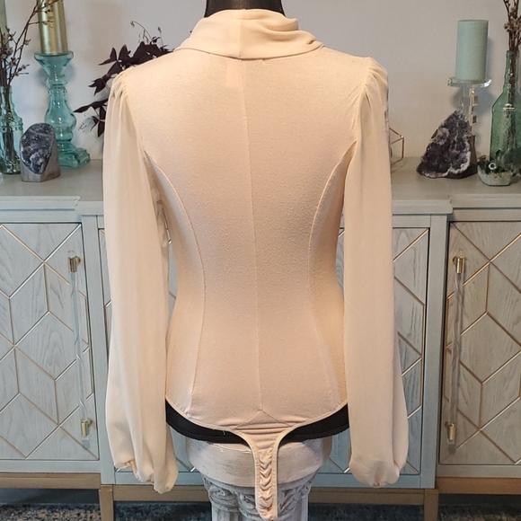 Foreign Exchange Sexy Sheer Cream Bodysuit - S - Picture 4 of 5